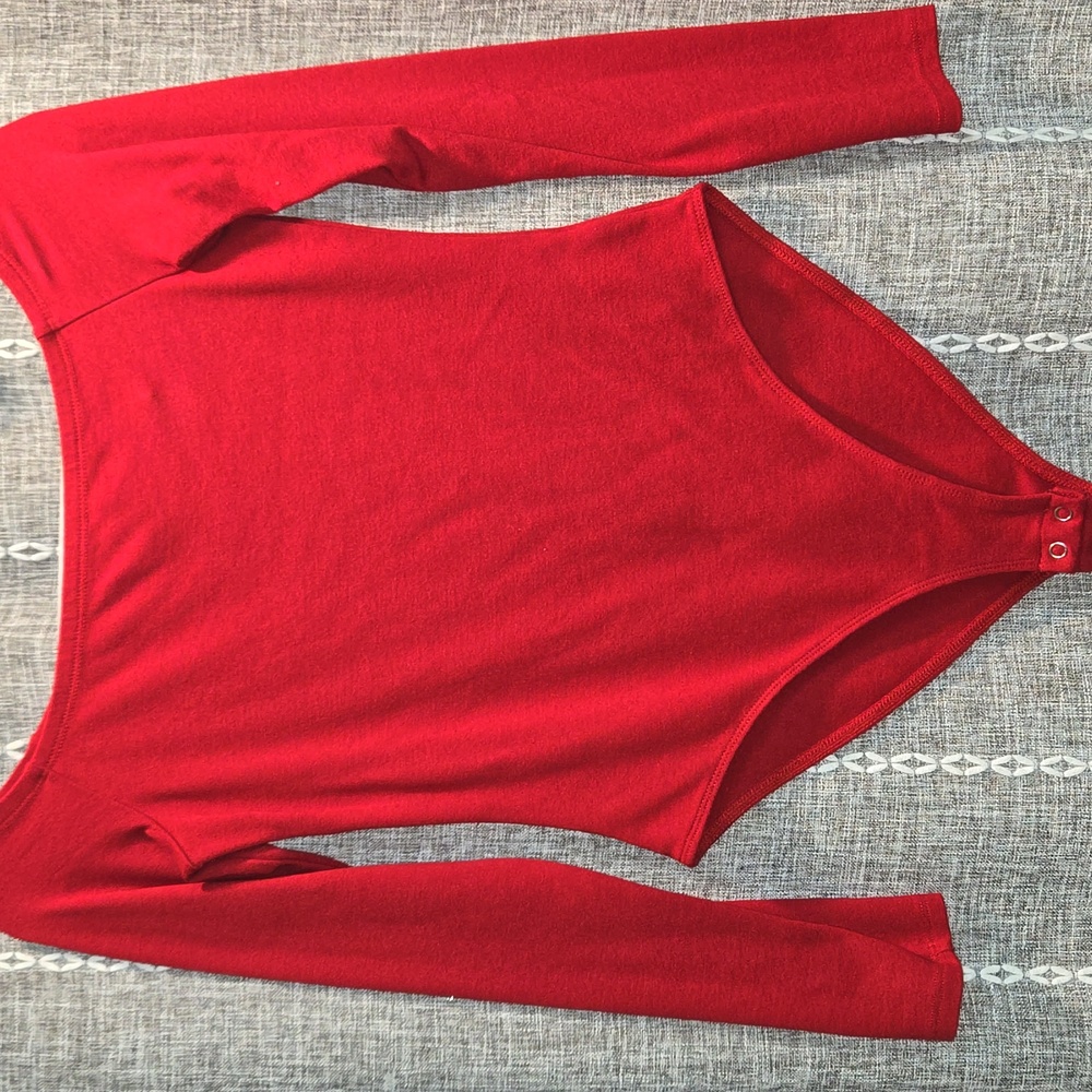 Forever 21 Red Long Sleeve Bodysuit